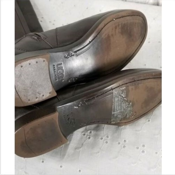UGG Brown Leather Beryl Riding Boots Sz 5.5 - Picture 5 of 10